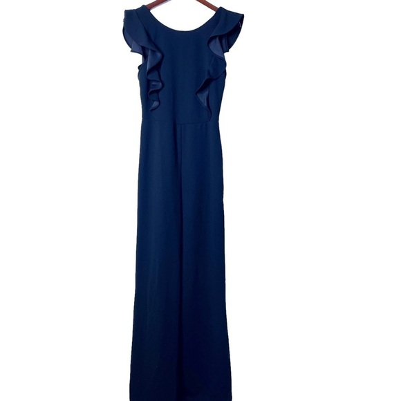 LULU’S Feel Your Love Black Ruffled Wide Leg Jumpsuit Size Medium in Black - Picture 2 of 15